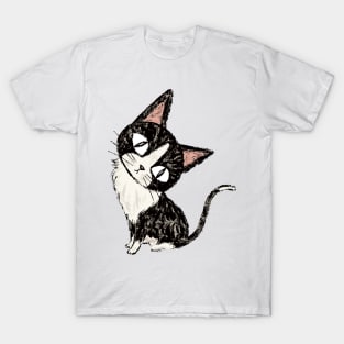 Black cat in thought T-Shirt